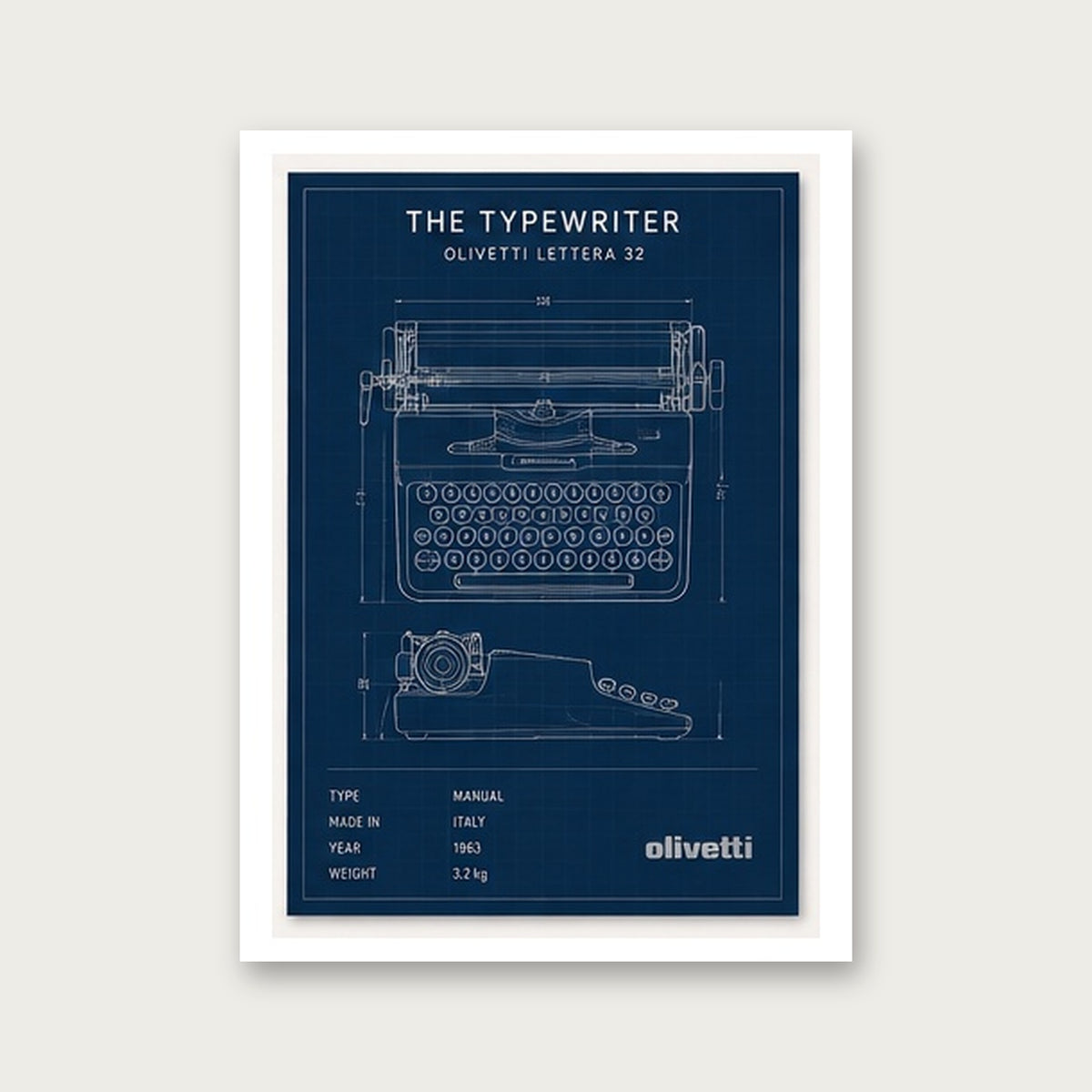 Mekanik Şıklık – Teknik Çizim Çerçeveli Poster — Çerçevesiz — Paspartulu — TabloLab