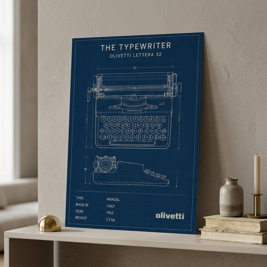 Mekanik Şıklık – Teknik Çizim Çerçeveli Poster — Çerçevesiz — Paspartusuz — TabloLab
