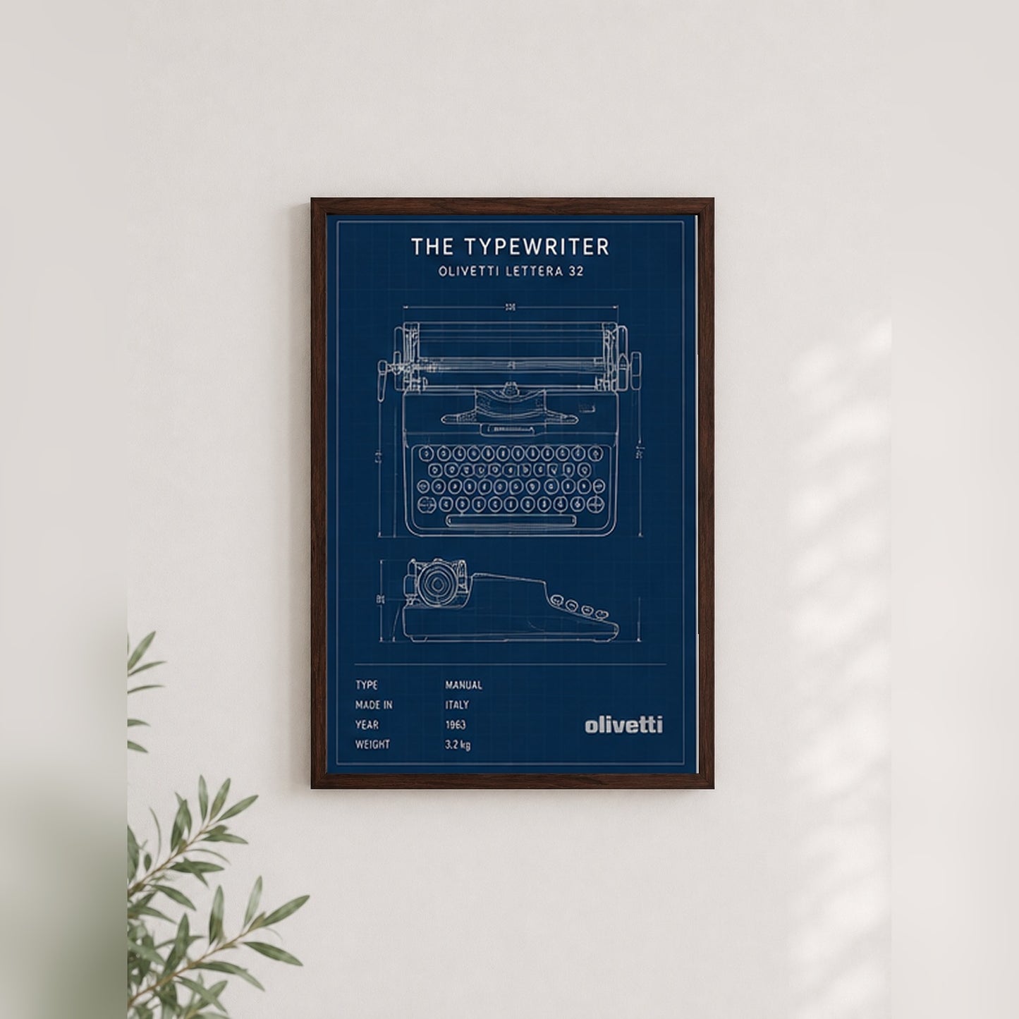 Mekanik Şıklık – Teknik Çizim Çerçeveli Poster — Ceviz — Paspartusuz — TabloLab
