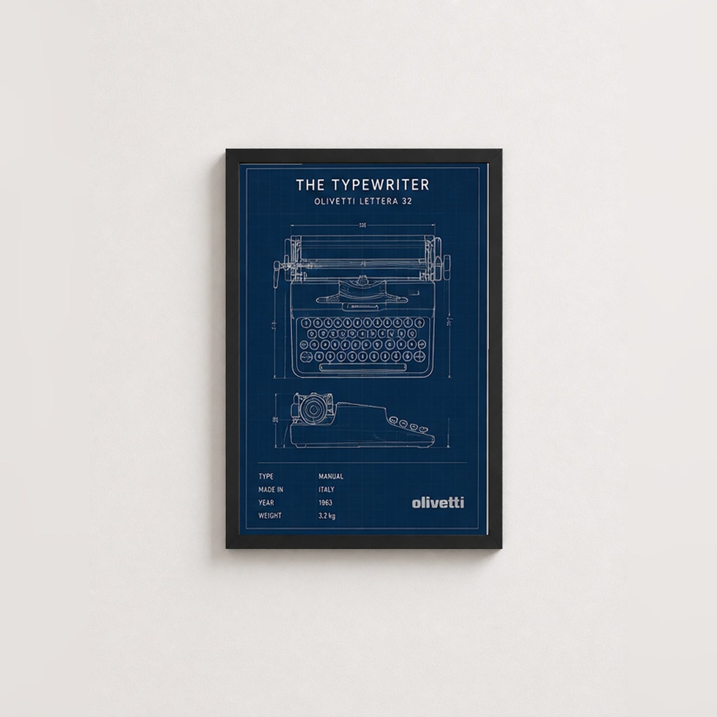 Mekanik Şıklık – Teknik Çizim Çerçeveli Poster — Siyah — Paspartusuz — TabloLab