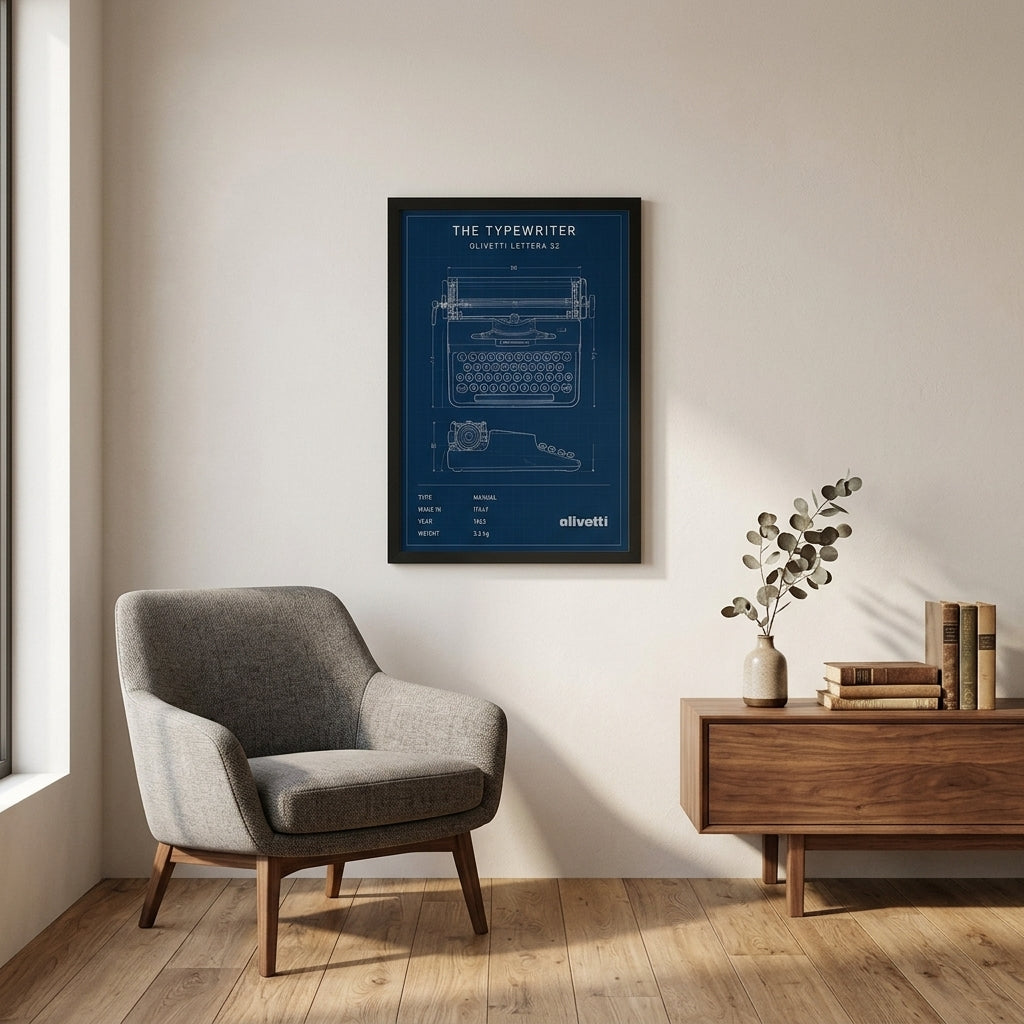 Mekanik Şıklık – Teknik Çizim Çerçeveli Poster — Siyah — Paspartusuz — TabloLab