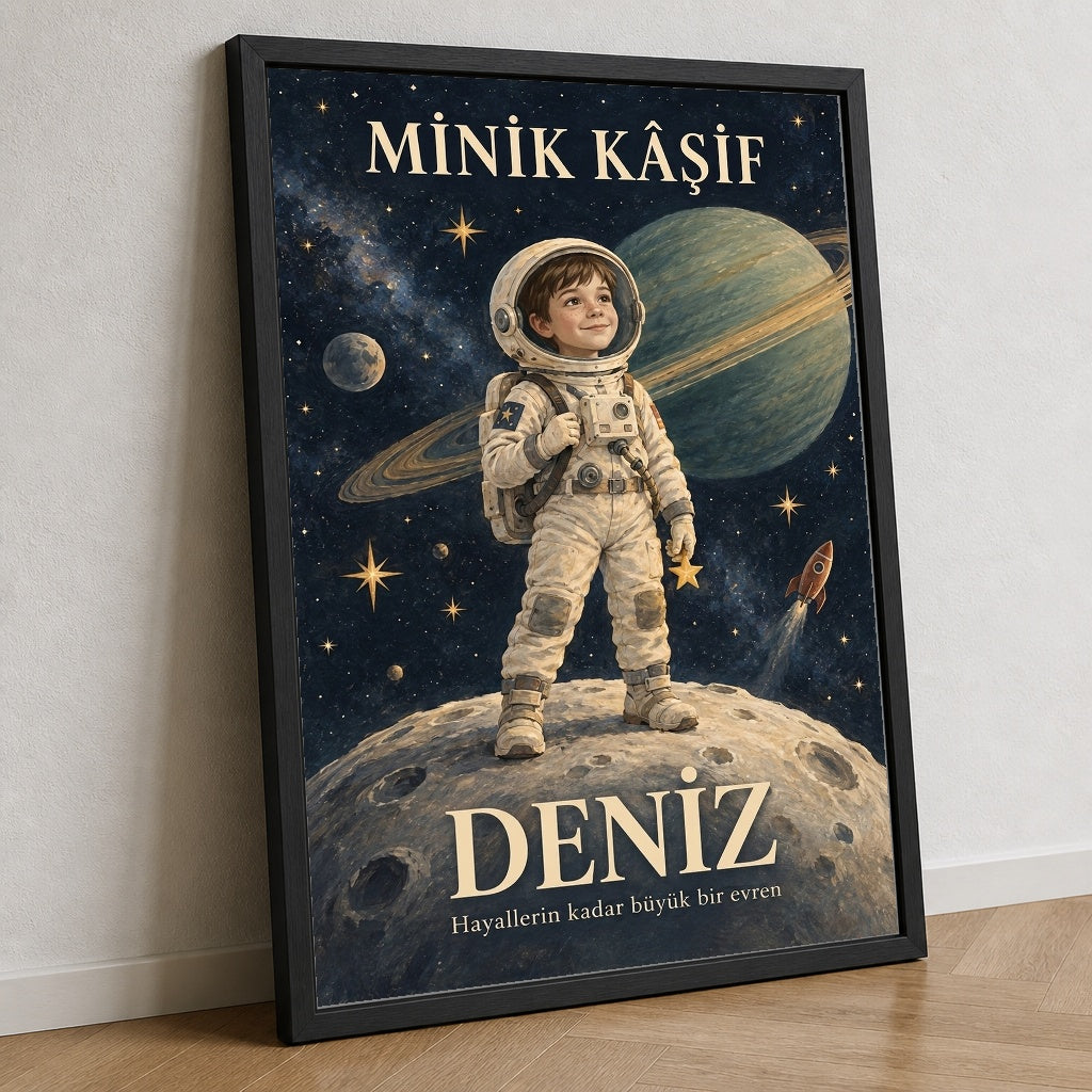 Minik Kâşif — Yakın görünüm; tasarım gerçek çerçeve sahnesine yerleştirilmiştir