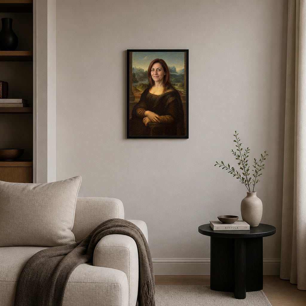 Mona Lisa Portresi — Oda görünümü; tasarım gerçek çerçeve sahnesine yerleştirilmiştir