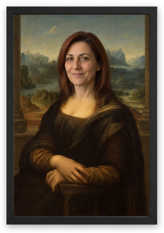 Mona Lisa Portresi — Siyah çerçeve, kişiselleştirilmiş örnek tasarım