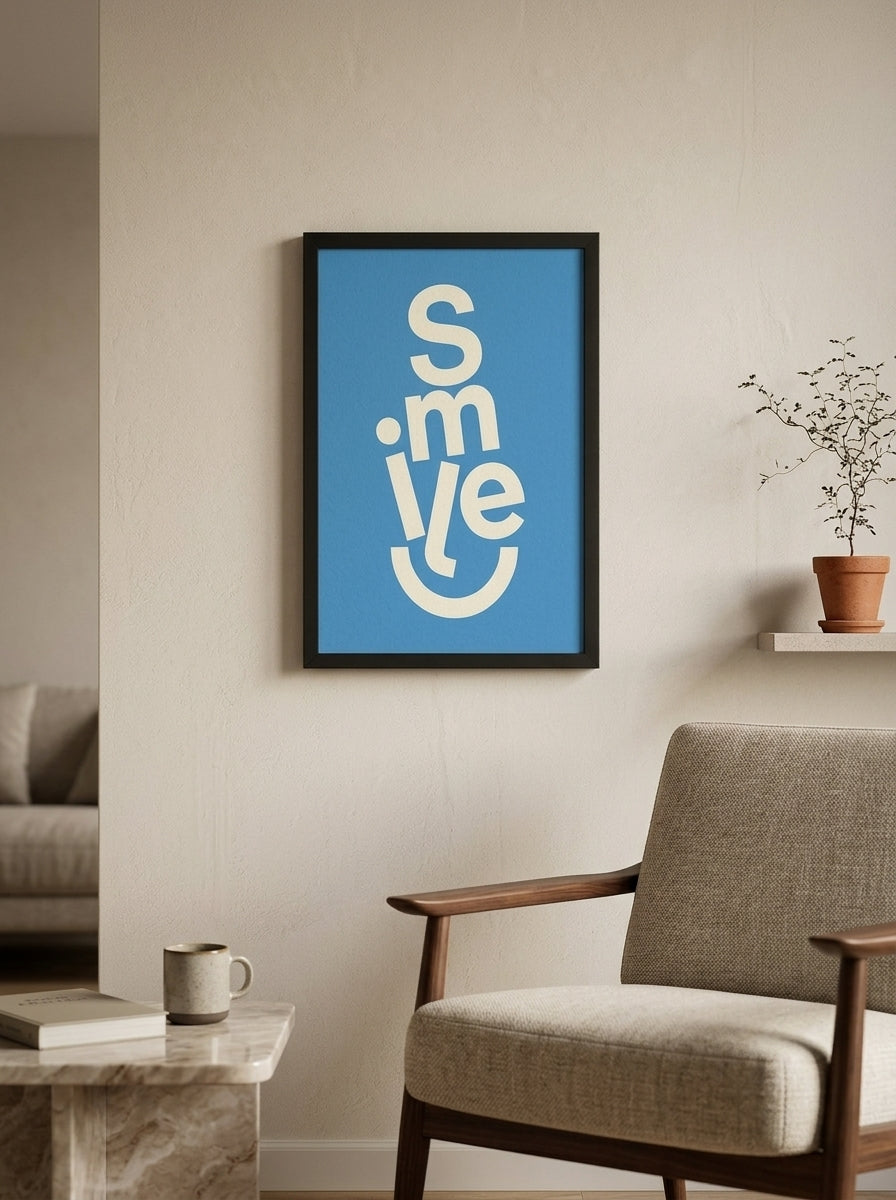 Mutlu Kelimeler – Minimalist Çerçeveli Poster — Siyah Çerçeve — TabloLab