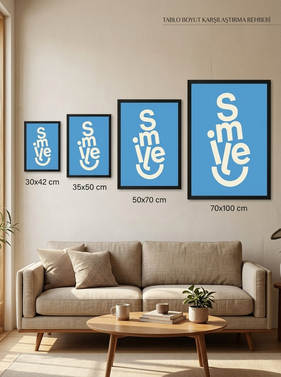 Mutlu Kelimeler – Minimalist Çerçeveli Poster — Siyah Çerçeve — TabloLab