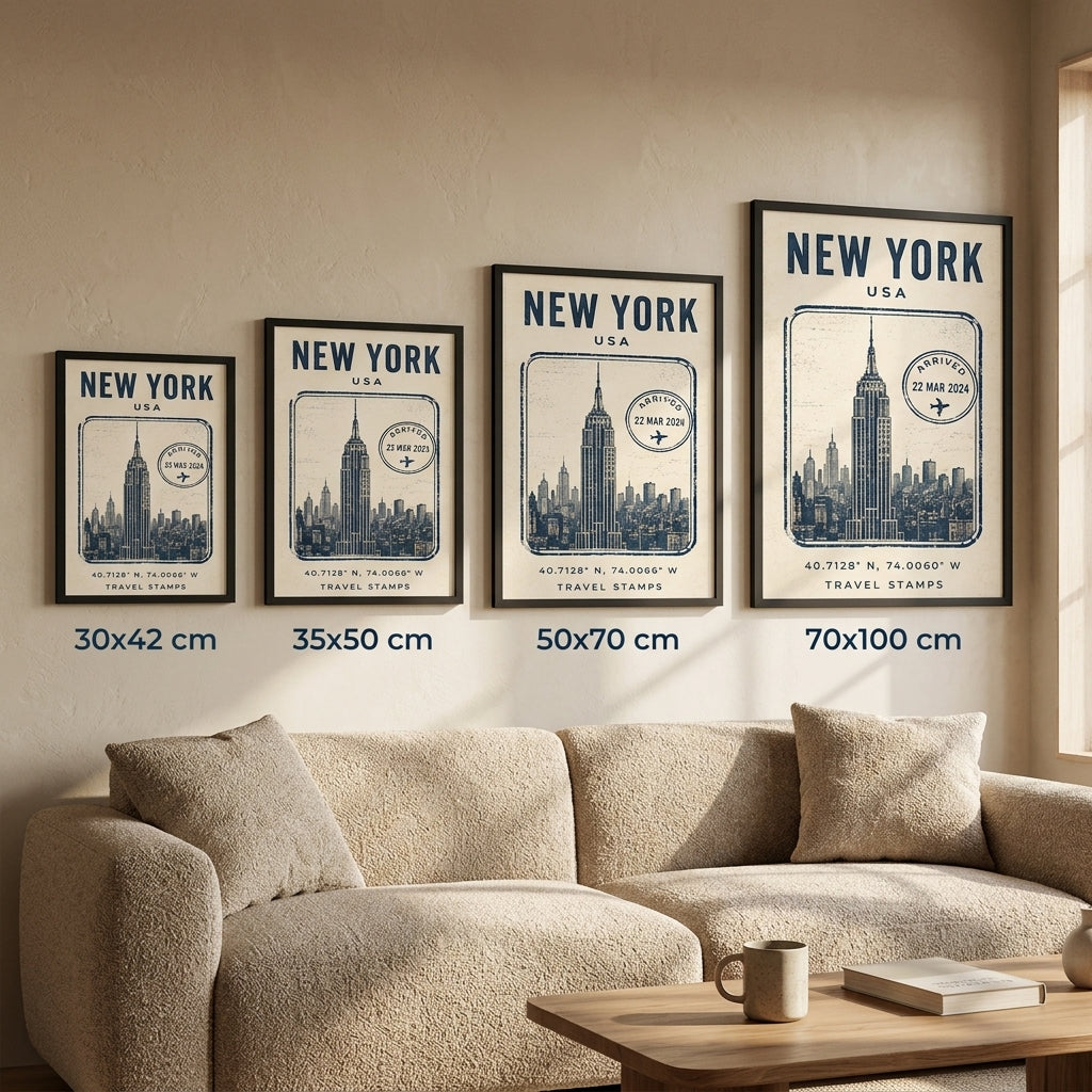 New York Seyahat Hatırası – Vintage Çerçeveli Poster — Siyah — Paspartusuz — TabloLab
