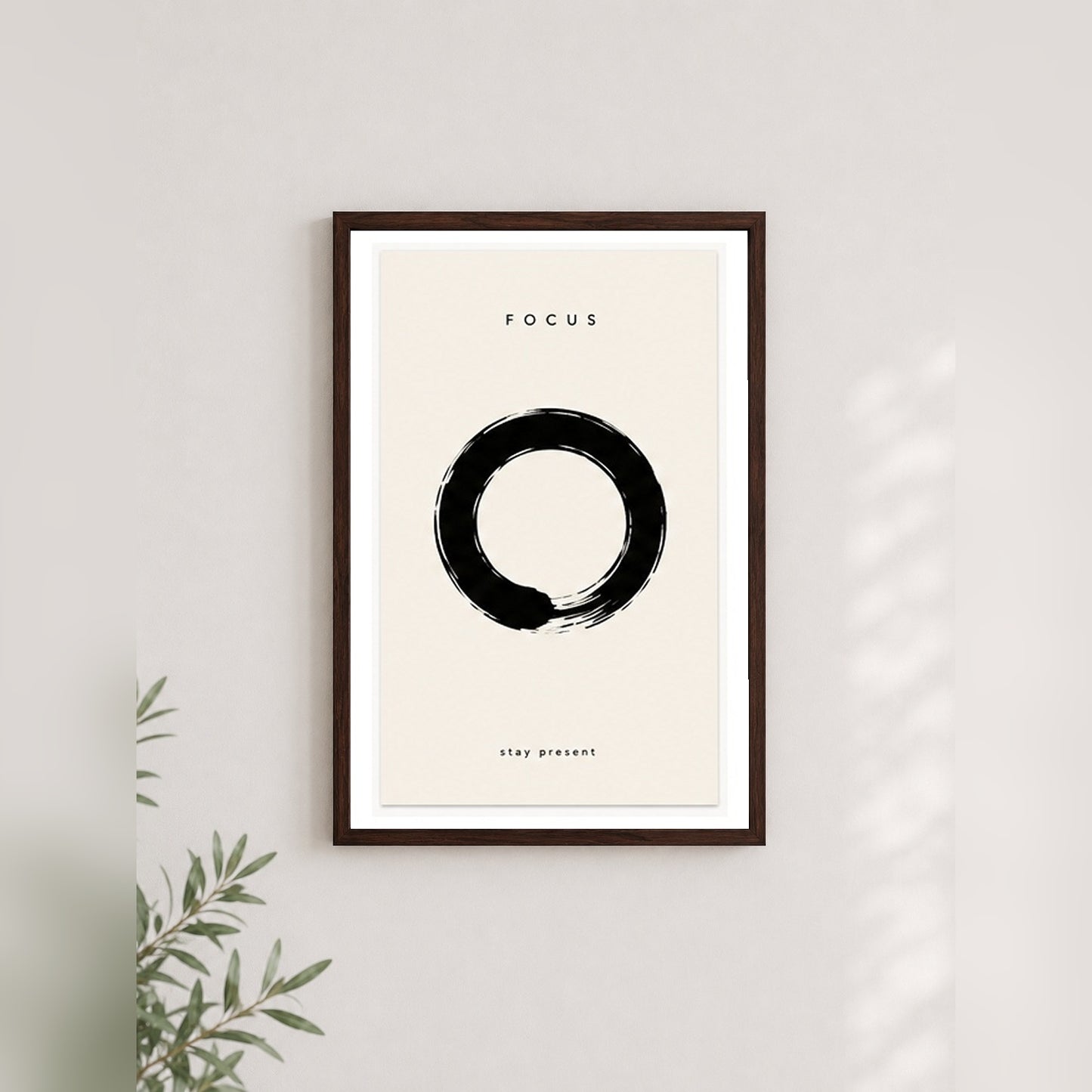 Odağın Dairesi – Minimal Çerçeveli Poster — Ceviz — Paspartulu — TabloLab