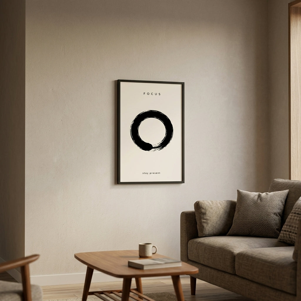 Odağın Dairesi – Minimal Çerçeveli Poster — Siyah — Paspartusuz — TabloLab
