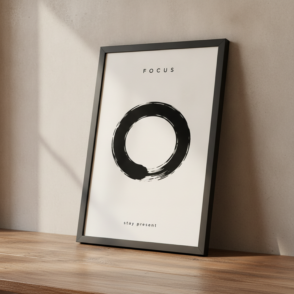 Odağın Dairesi – Minimal Çerçeveli Poster — Siyah — Paspartusuz — TabloLab