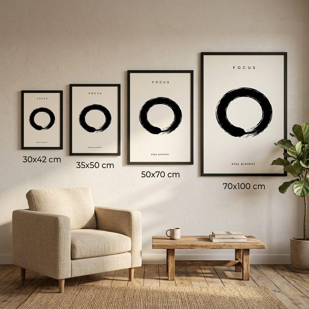 Odağın Dairesi – Minimal Çerçeveli Poster — Siyah — Paspartusuz — TabloLab