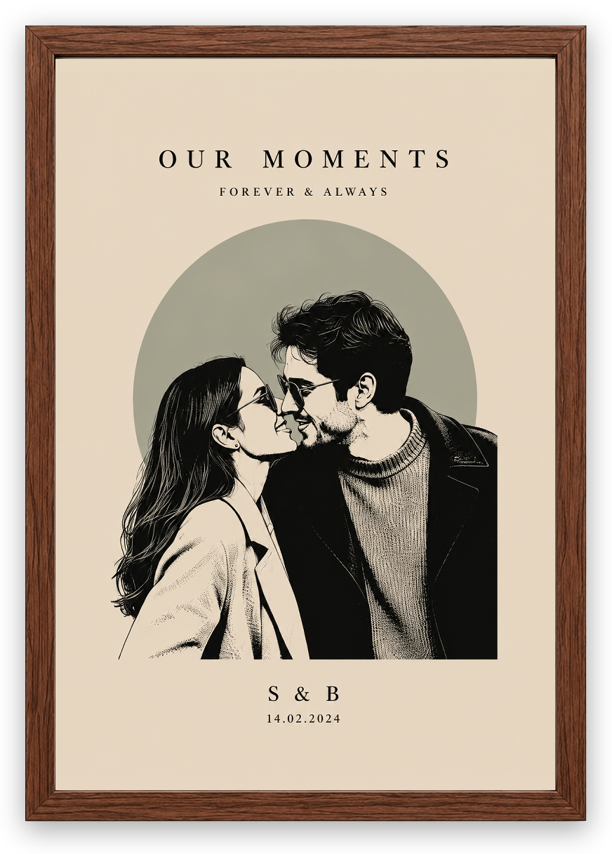 Our Moments Kişisel Poster — Ceviz Çerçeve — TabloLab