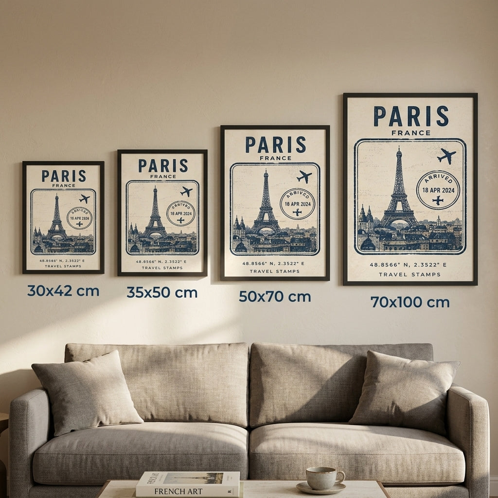 Paris Seyahat Hatırası – Vintage Çerçeveli Poster — Siyah — Paspartusuz — TabloLab