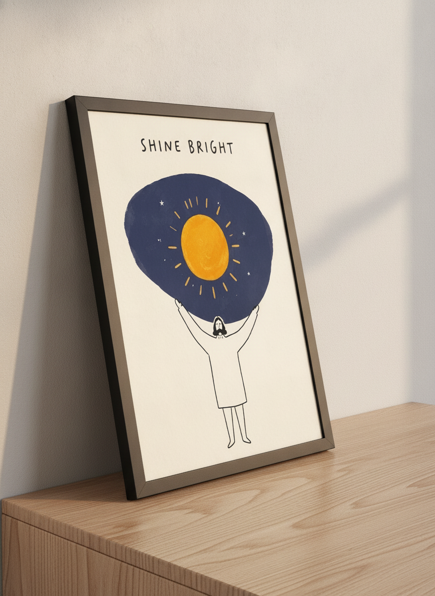Parlak Işıltı – Minimalist Çerçeveli Poster — Siyah Çerçeve — TabloLab