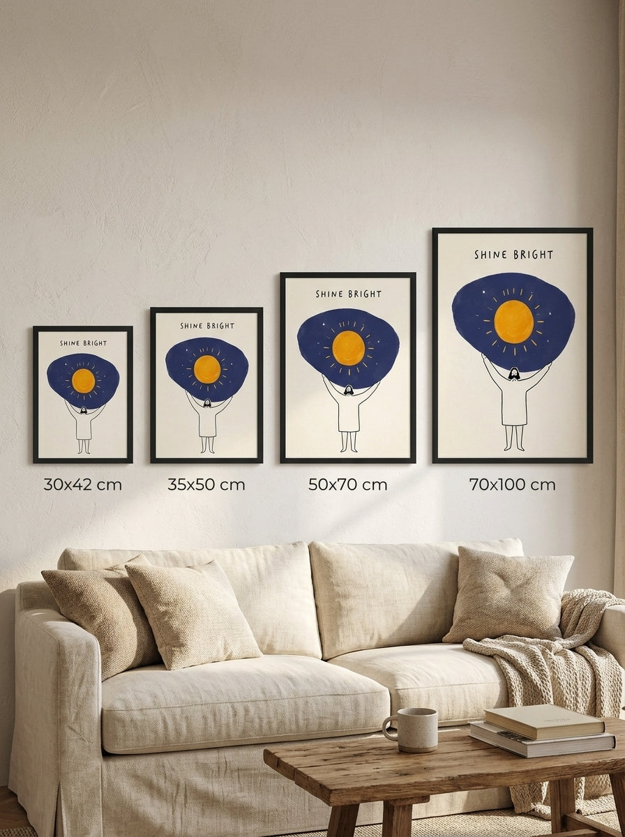 Parlak Işıltı – Minimalist Çerçeveli Poster — Siyah Çerçeve — TabloLab