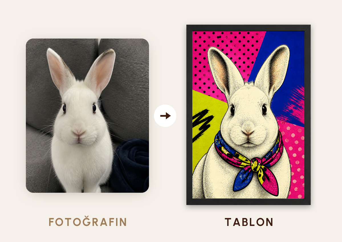 Pop Art Patim – Kişiye Özel Evcil Hayvan Portresi — fotoğraftan tabloya örnek: şeker — TabloLab