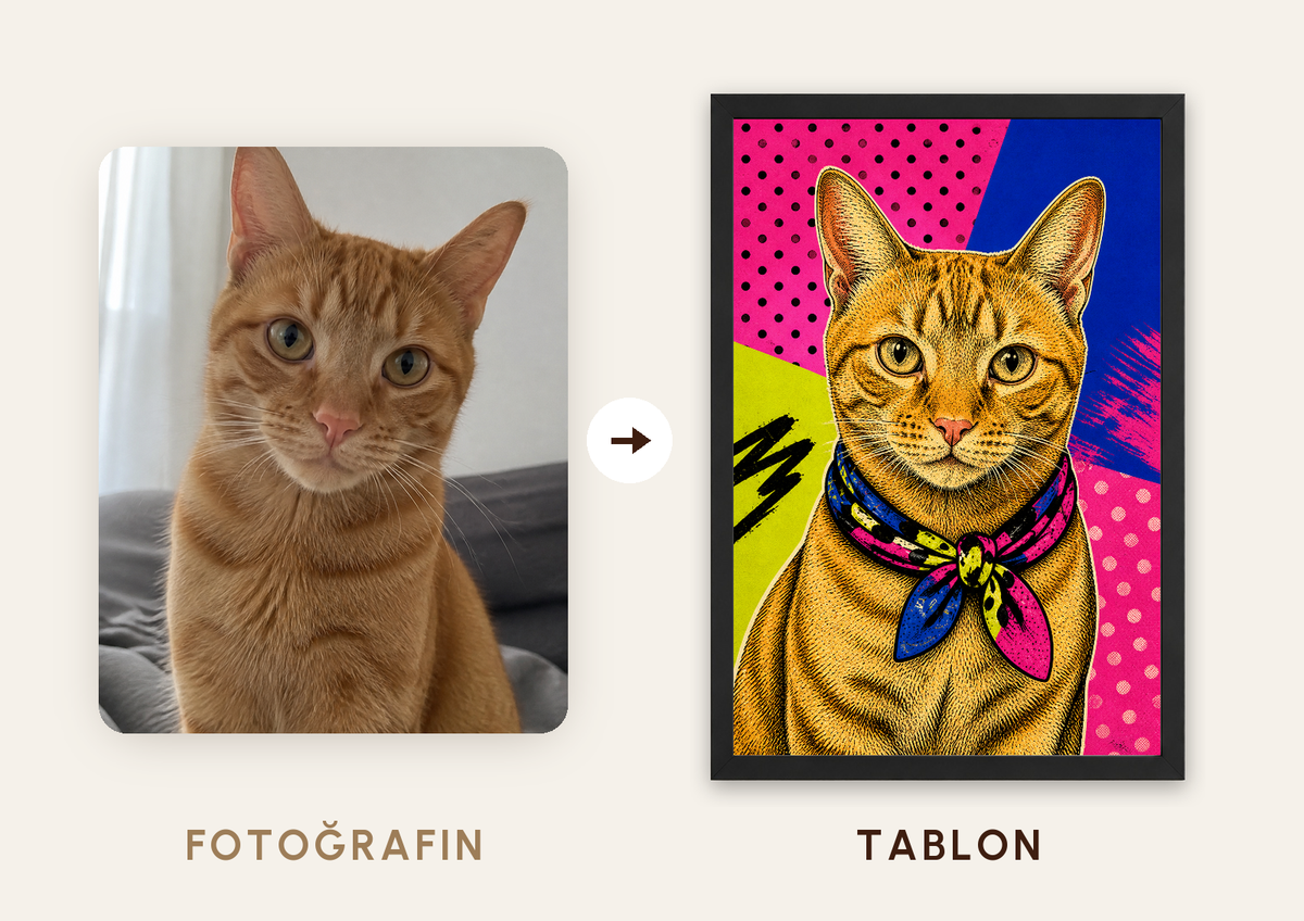 Pop Art Patim – Kişiye Özel Evcil Hayvan Portresi — fotoğraftan tabloya örnek: tarçın — TabloLab