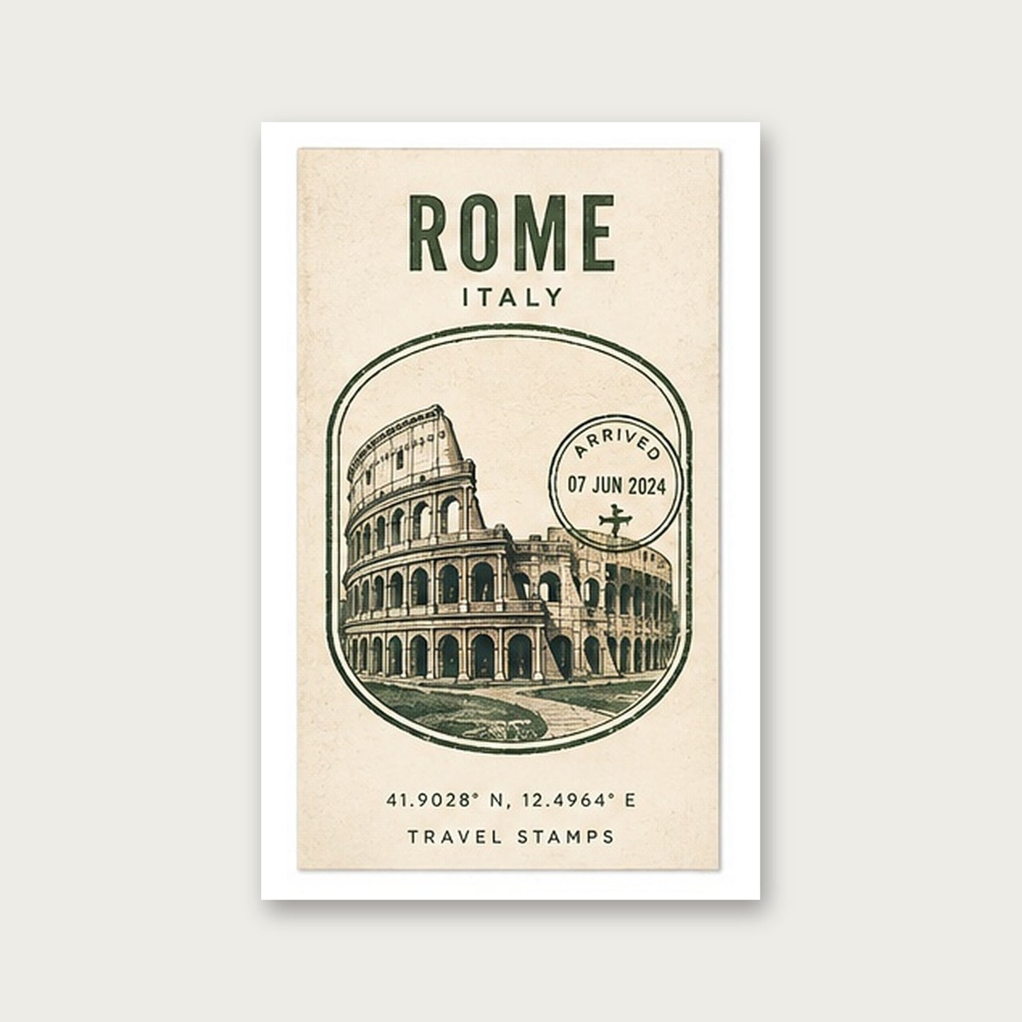 Roma Hatırası – Vintage Çerçeveli Poster — Çerçevesiz — Paspartulu — TabloLab