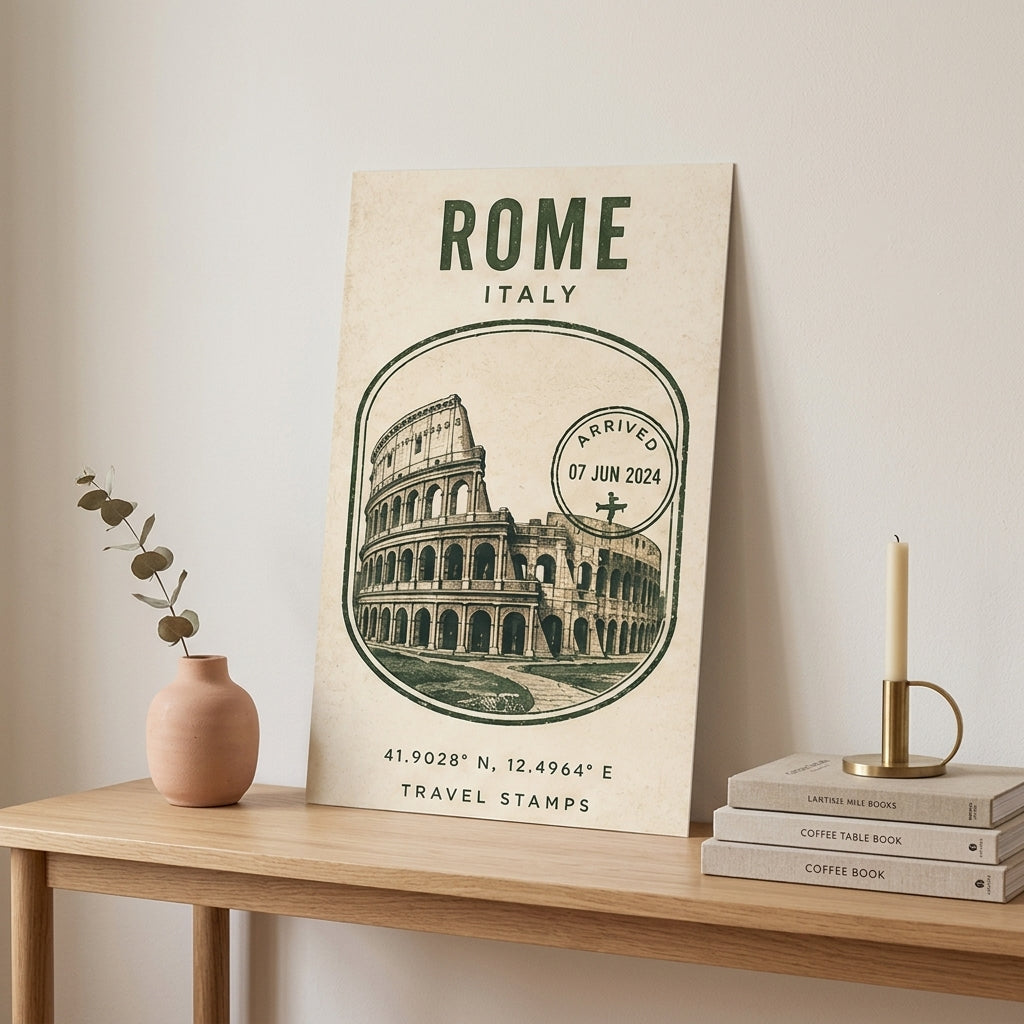 Roma Hatırası – Vintage Çerçeveli Poster — Çerçevesiz — Paspartusuz — TabloLab