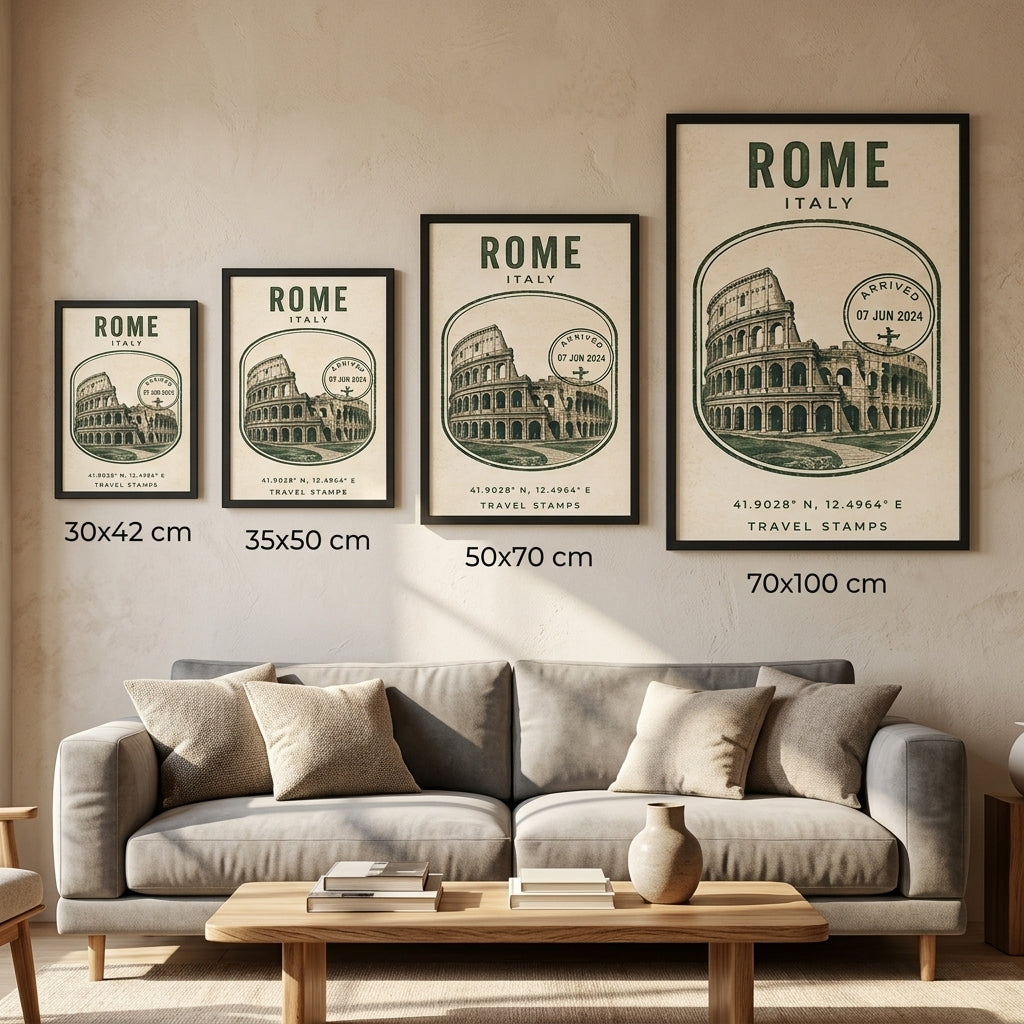 Roma Hatırası – Vintage Çerçeveli Poster — Siyah — Paspartusuz — TabloLab