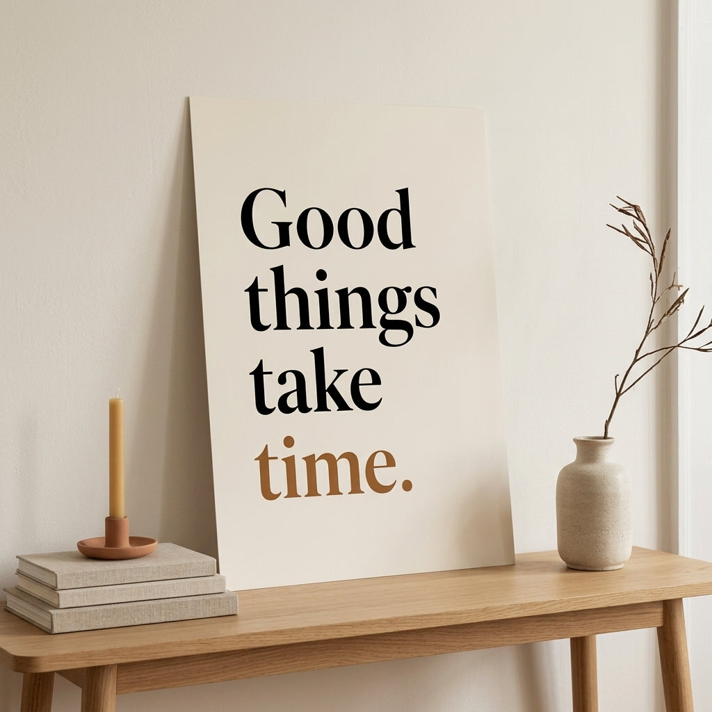 Sabırla Bekle – Tipografi Çerçeveli Poster — Çerçevesiz — Tam Baskı — TabloLab