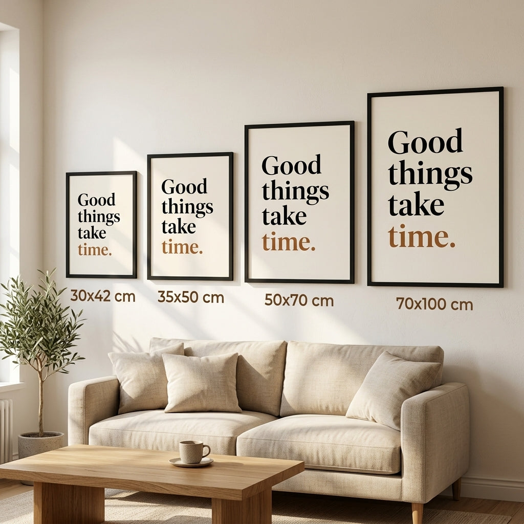 Sabırla Bekle – Tipografi Çerçeveli Poster — Siyah — Tam Baskı — TabloLab