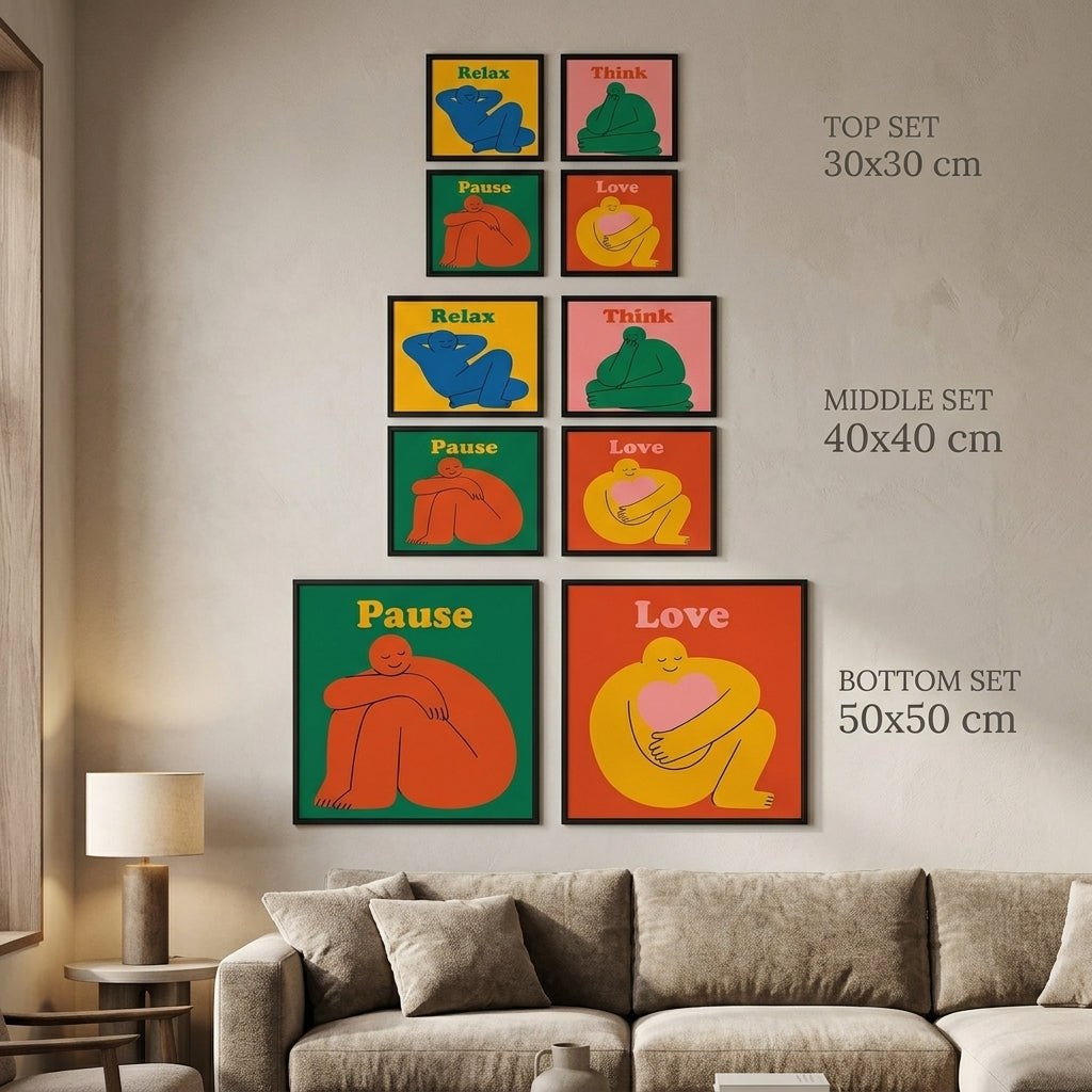 Sakin An – 4'lü Set Poster — Siyah — Tam Baskı — TabloLab