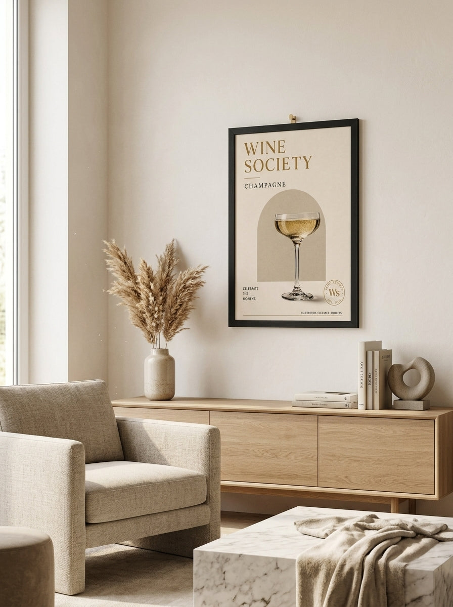 Şampanya Coşkusu – Modern Çerçeveli Poster — Siyah Çerçeve — TabloLab