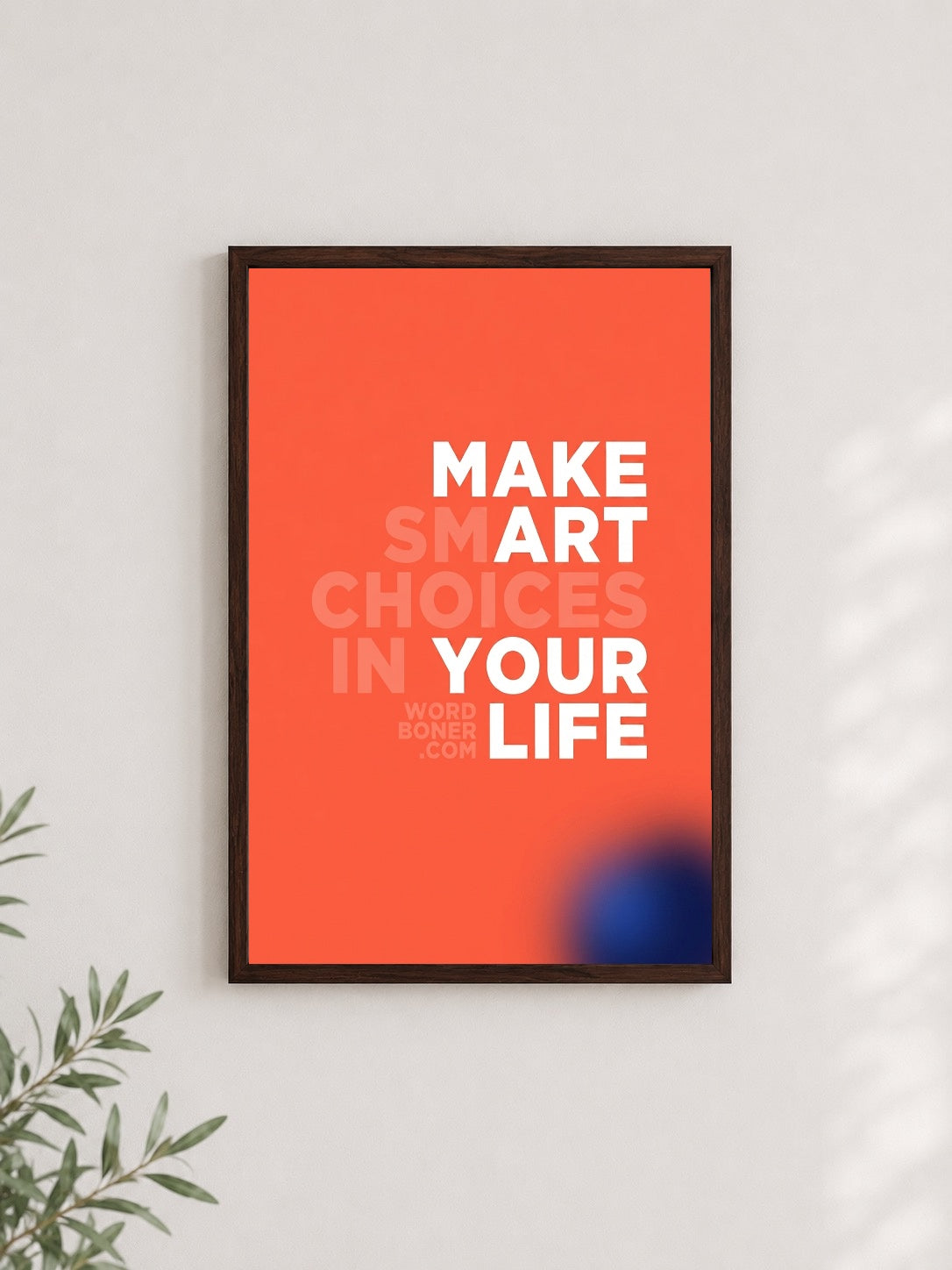 Sanatla Akıllı Seçimler – Minimalist Çerçeveli Poster — Ceviz Çerçeve — TabloLab