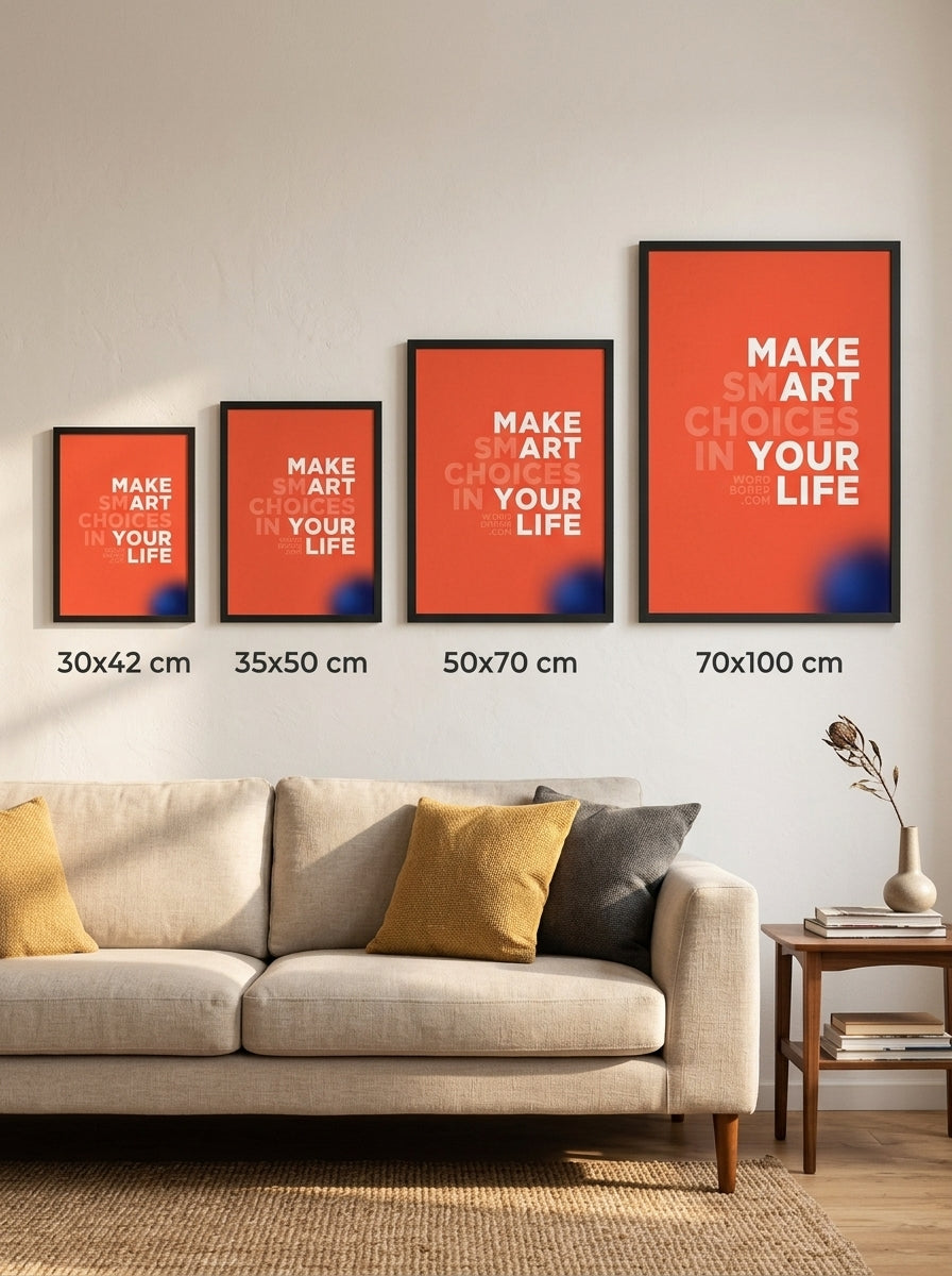 Sanatla Akıllı Seçimler – Minimalist Çerçeveli Poster — Siyah Çerçeve — TabloLab