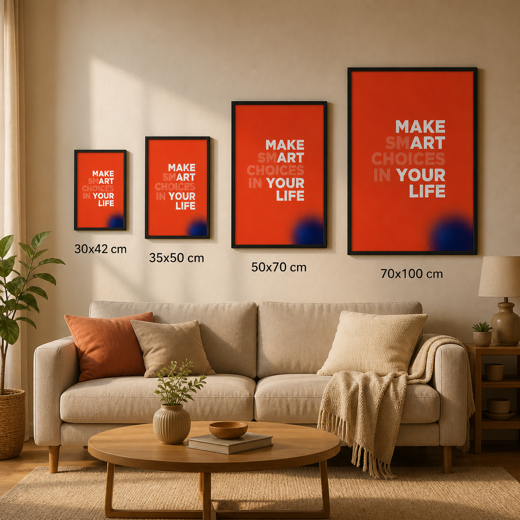 Sanatla Akıllı Tercihler Yap – Modern Çerçeveli Poster — Siyah — Tam Baskı — TabloLab