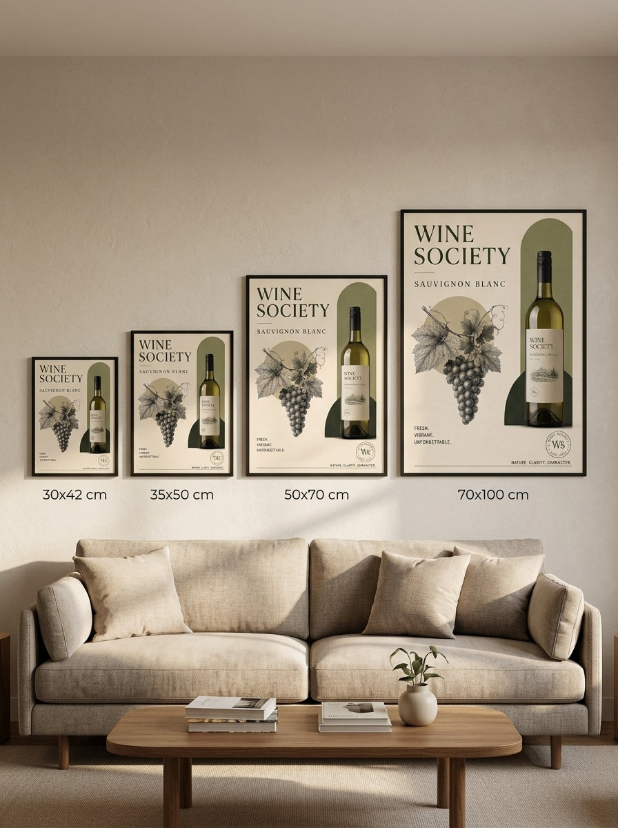 Sauvignon Blanc Zarafeti – Vintage Çerçeveli Poster — Siyah Çerçeve — TabloLab