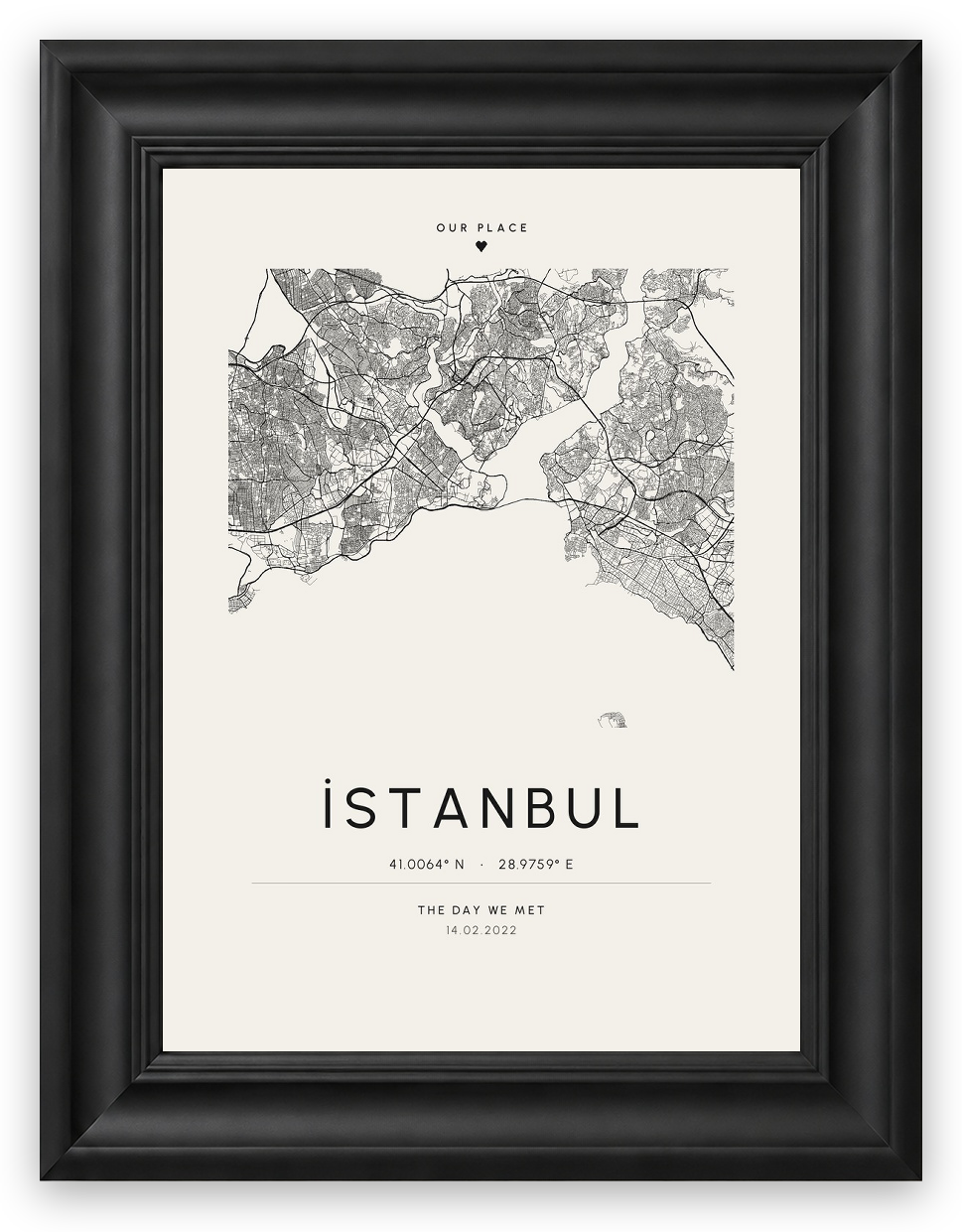 Şehir Haritası – Kişiselleştirilebilir Poster — Galeri Çerçeve — TabloLab