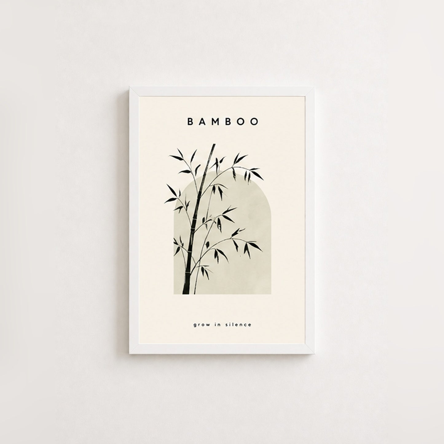 Sessiz Büyüyen Bambu – Minimal Çerçeveli Poster — Beyaz — Paspartusuz — TabloLab