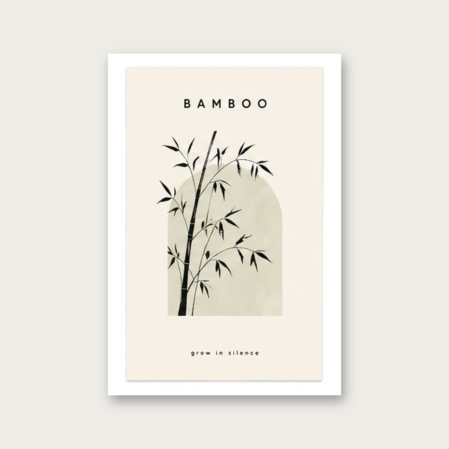 Sessiz Büyüyen Bambu – Minimal Çerçeveli Poster — Çerçevesiz — Paspartulu — TabloLab