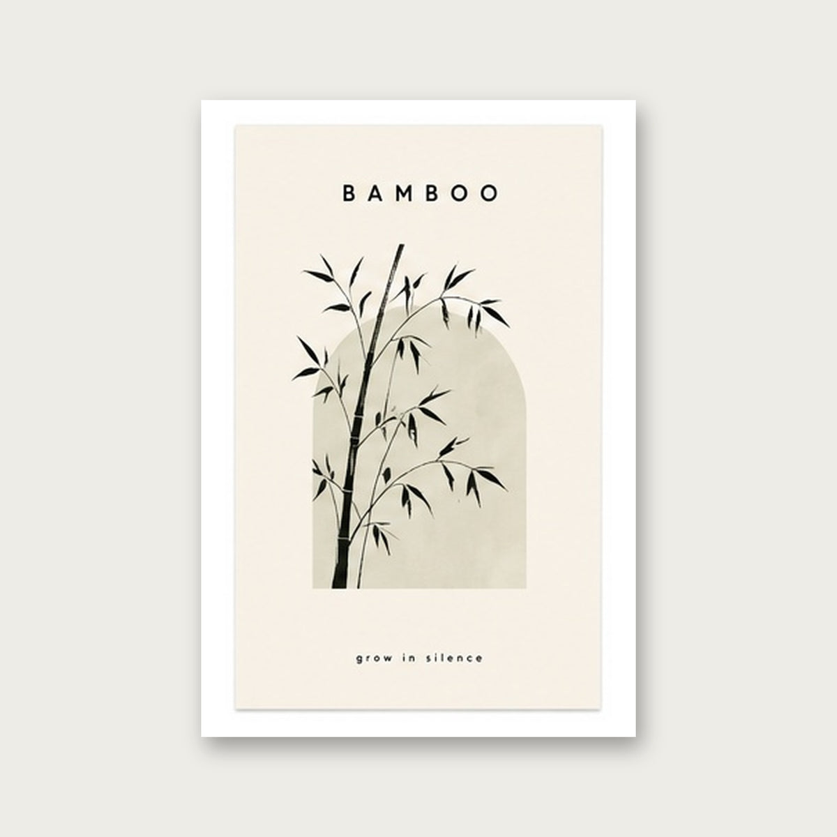 Sessiz Büyüyen Bambu – Minimal Çerçeveli Poster — Çerçevesiz — Paspartulu — TabloLab