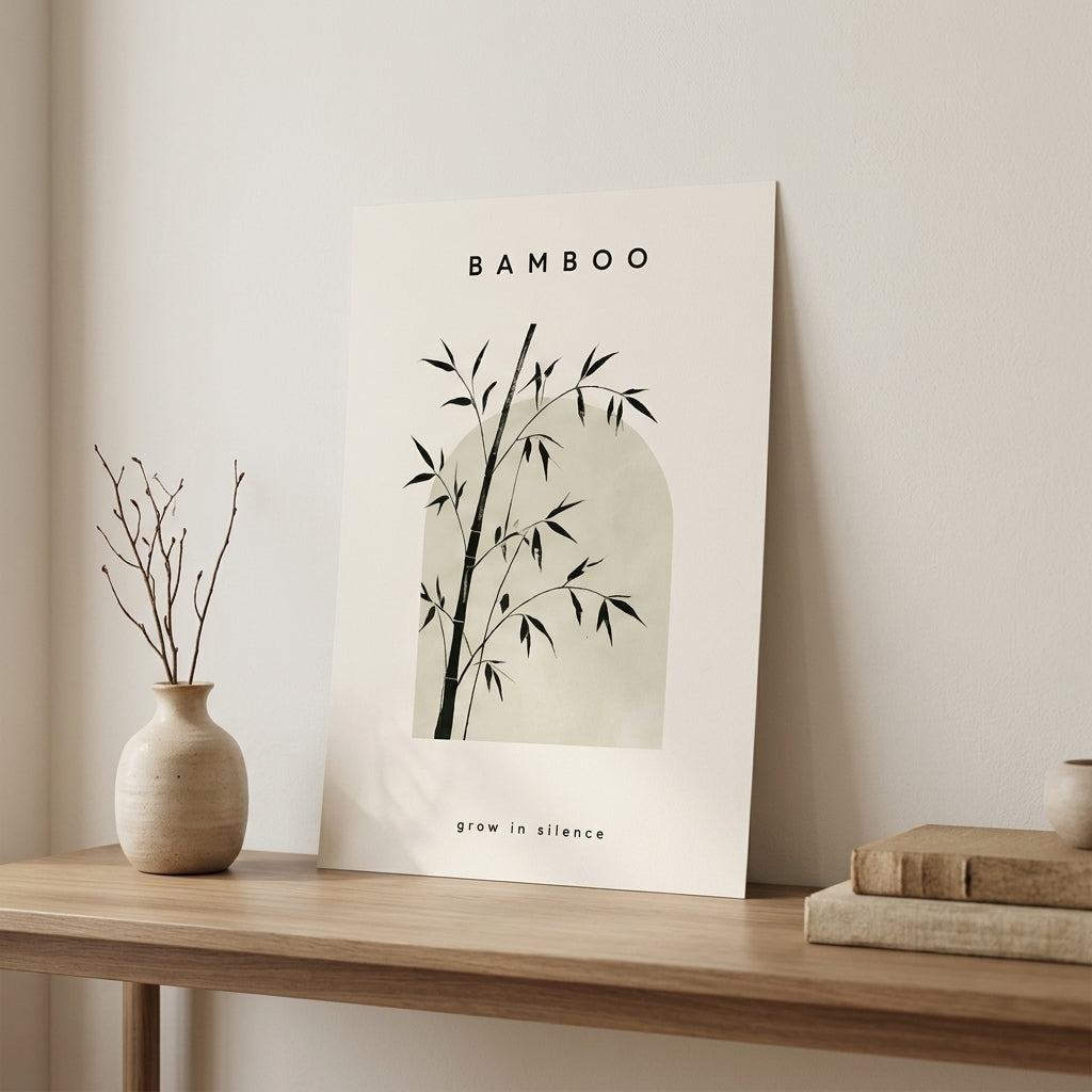 Sessiz Büyüyen Bambu – Minimal Çerçeveli Poster — Çerçevesiz — Paspartusuz — TabloLab