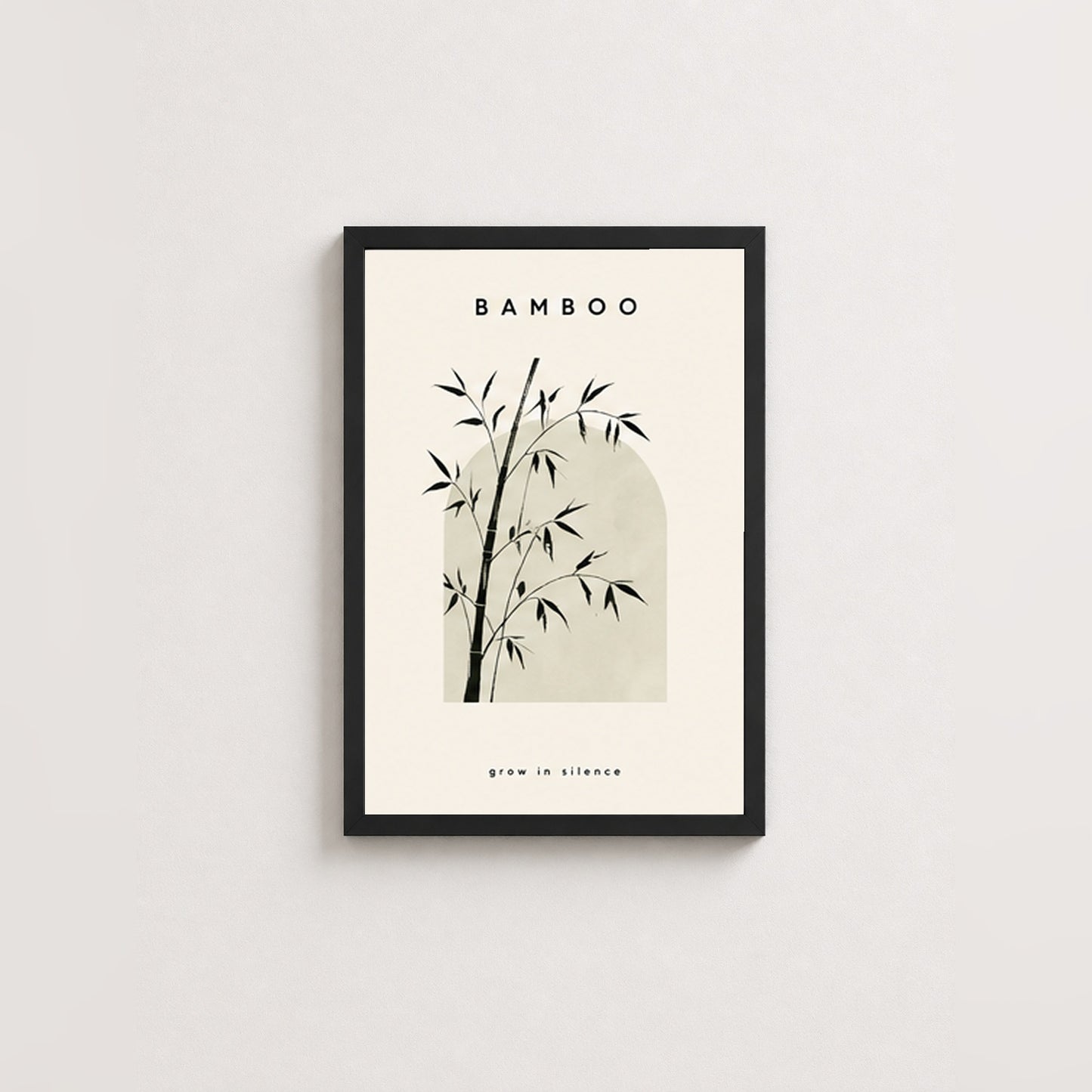 Sessiz Büyüyen Bambu – Minimal Çerçeveli Poster — Siyah — Paspartusuz — TabloLab