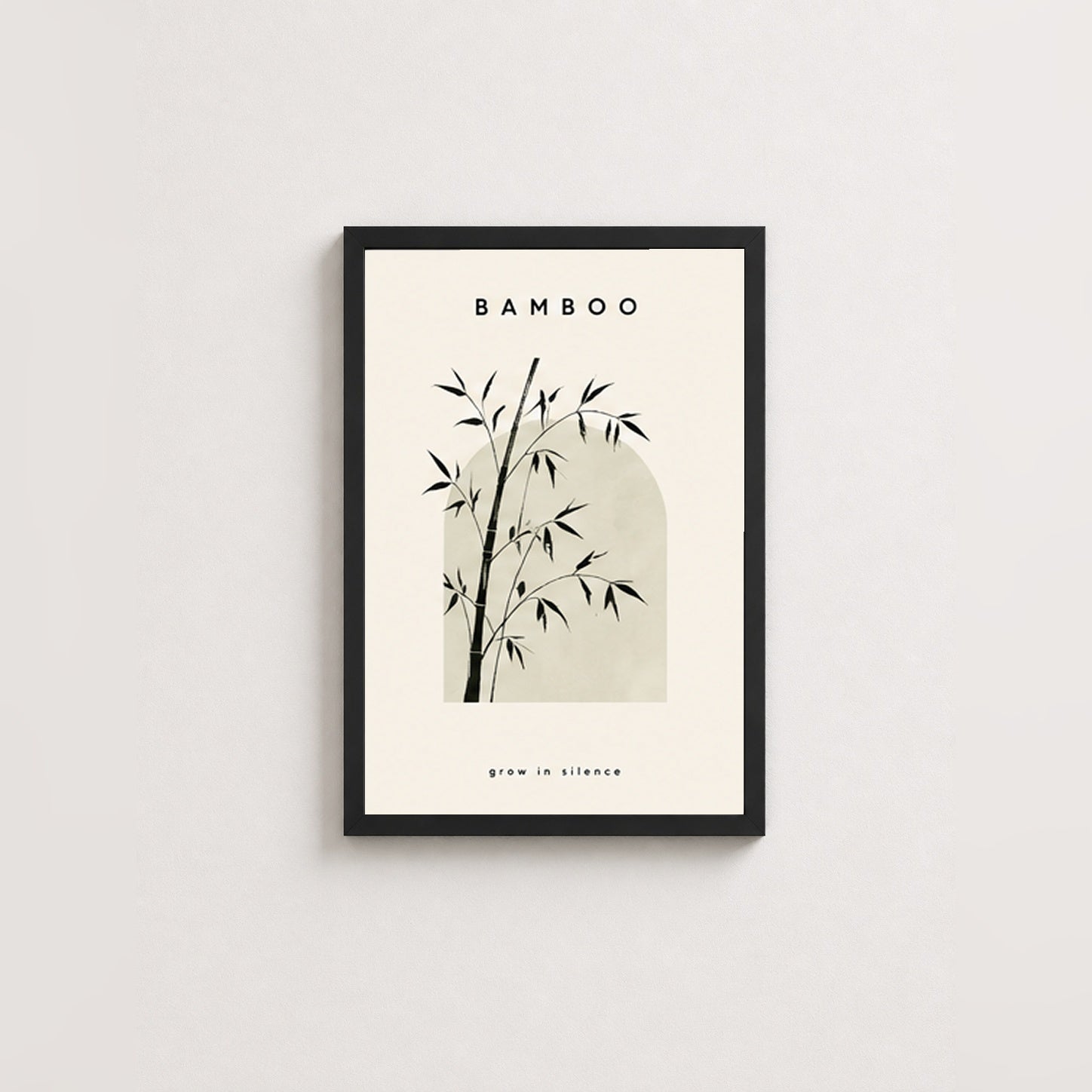 Sessiz Büyüyen Bambu – Minimal Çerçeveli Poster — Siyah — Paspartusuz — TabloLab