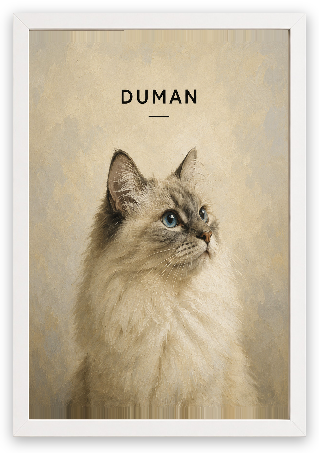 Soft Portrait Pet Tablosu — Beyaz Çerçeve — TabloLab