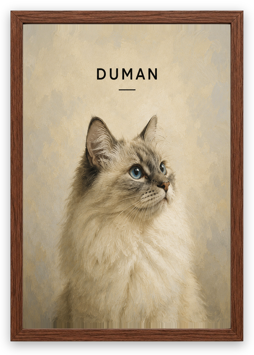 Soft Portrait Pet Tablosu — Ceviz Çerçeve — TabloLab