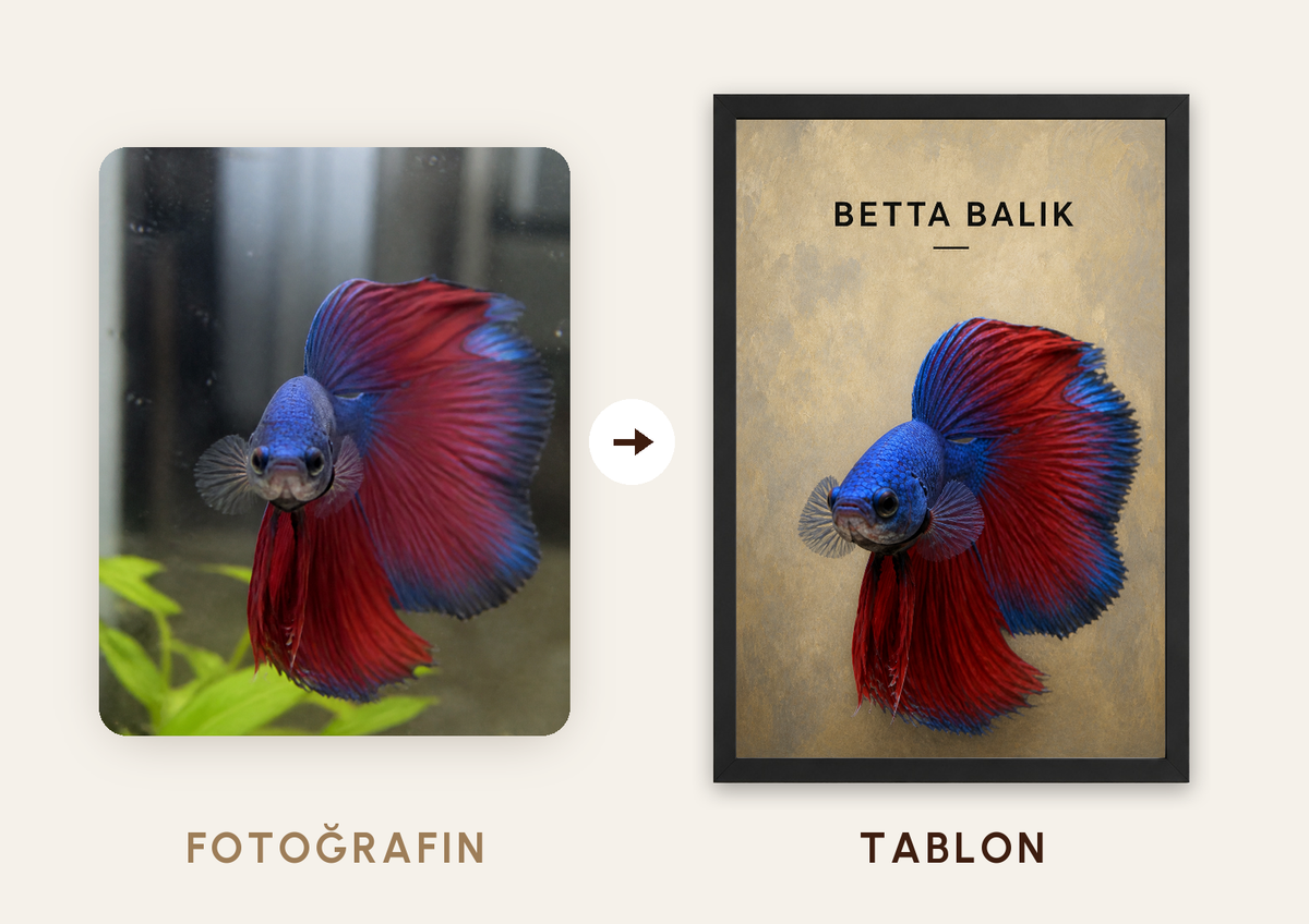 Soft Portrait Pet Tablosu — fotoğraftan tabloya örnek: BETTA BALIK — TabloLab