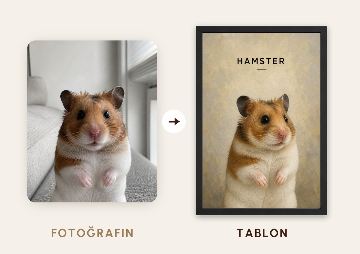 Soft Portrait Pet Tablosu — fotoğraftan tabloya örnek: HAMSTER — TabloLab