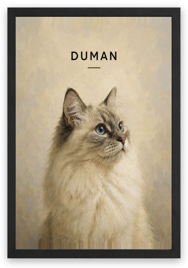 Soft Portrait Pet Tablosu — Siyah — Tam Baskı — TabloLab