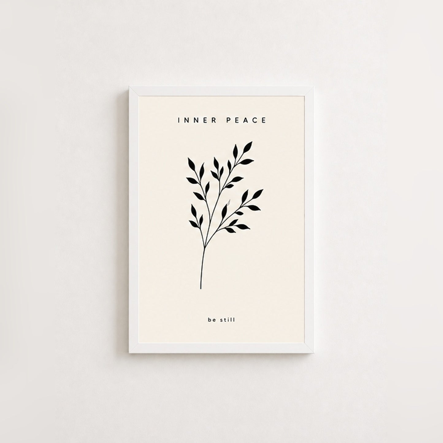 Sükunet Dalları – Minimal Çerçeveli Poster — Beyaz — Paspartusuz — TabloLab