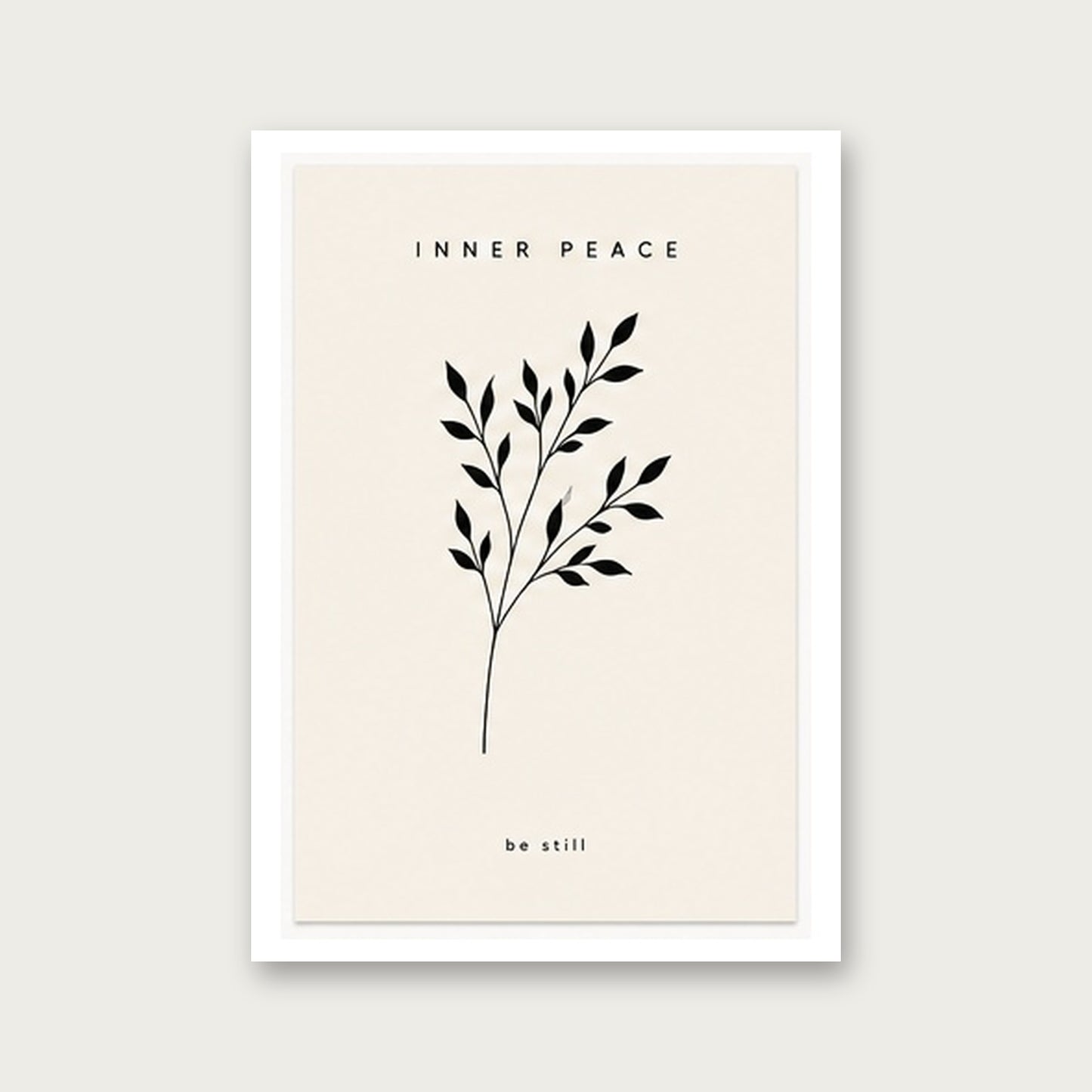 Sükunet Dalları – Minimal Çerçeveli Poster — Çerçevesiz — Paspartulu — TabloLab