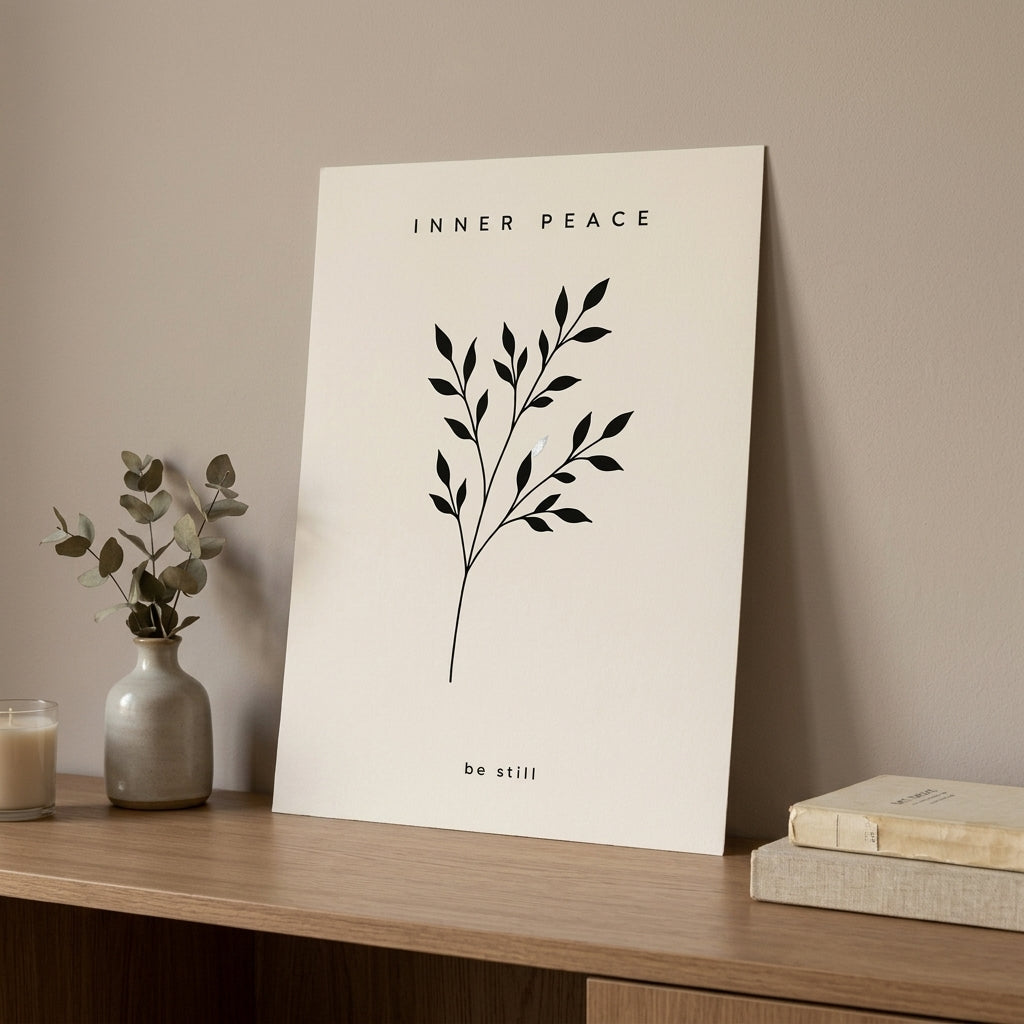 Sükunet Dalları – Minimal Çerçeveli Poster — Çerçevesiz — Paspartusuz — TabloLab