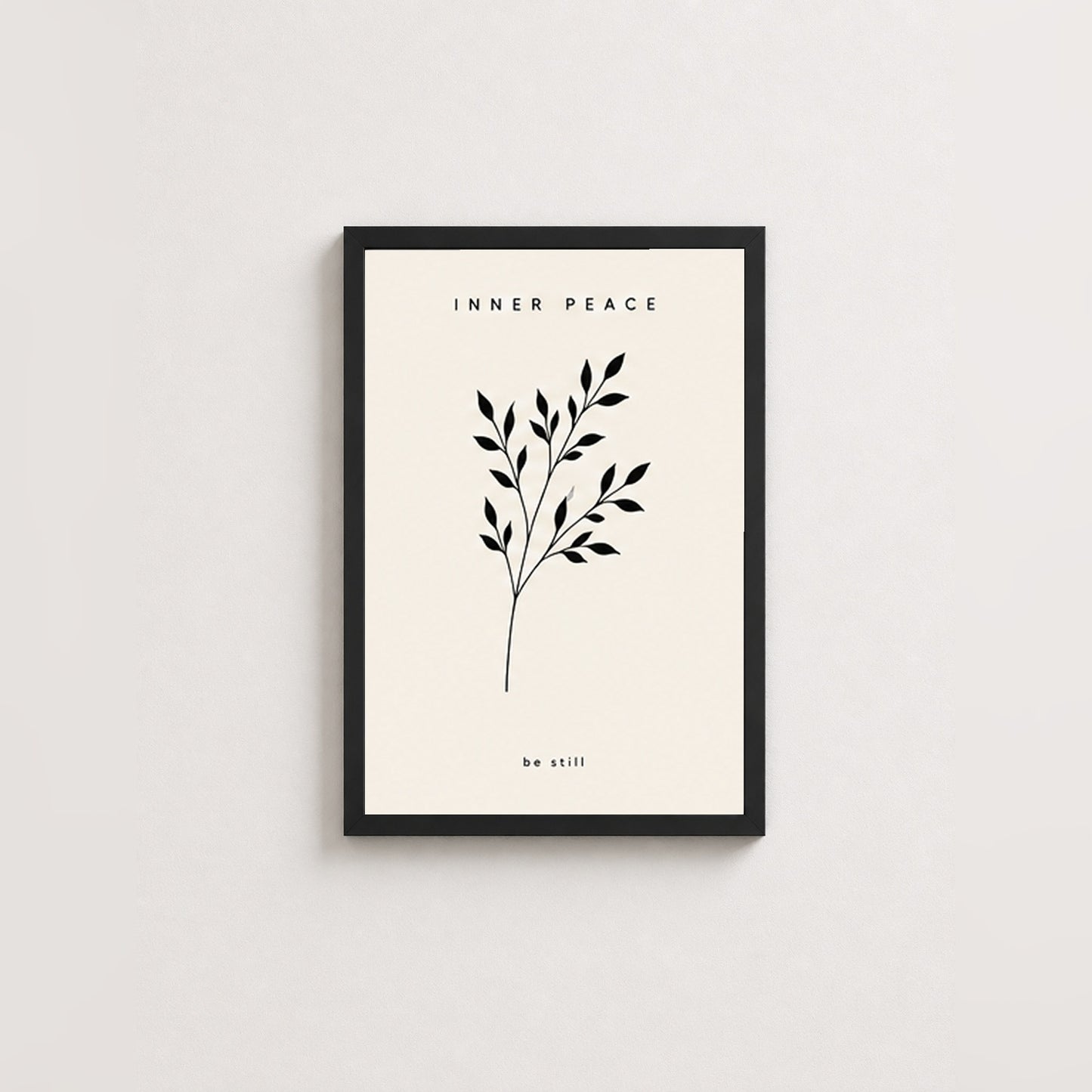 Sükunet Dalları – Minimal Çerçeveli Poster — Siyah — Paspartusuz — TabloLab