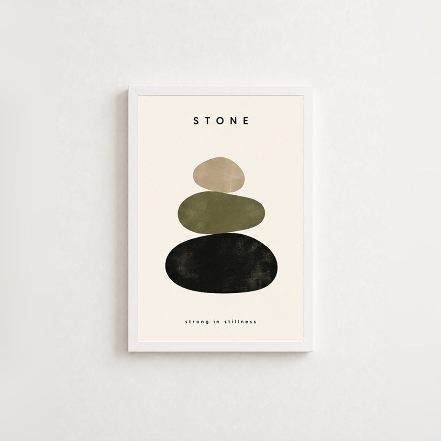 Taşların Dinginliği – Minimal Çerçeveli Poster — Beyaz — Paspartusuz — TabloLab
