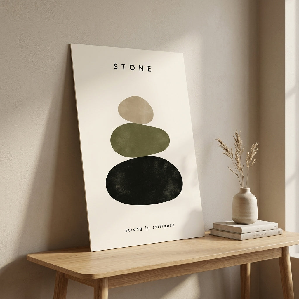 Taşların Dinginliği – Minimal Çerçeveli Poster — Çerçevesiz — Paspartusuz — TabloLab